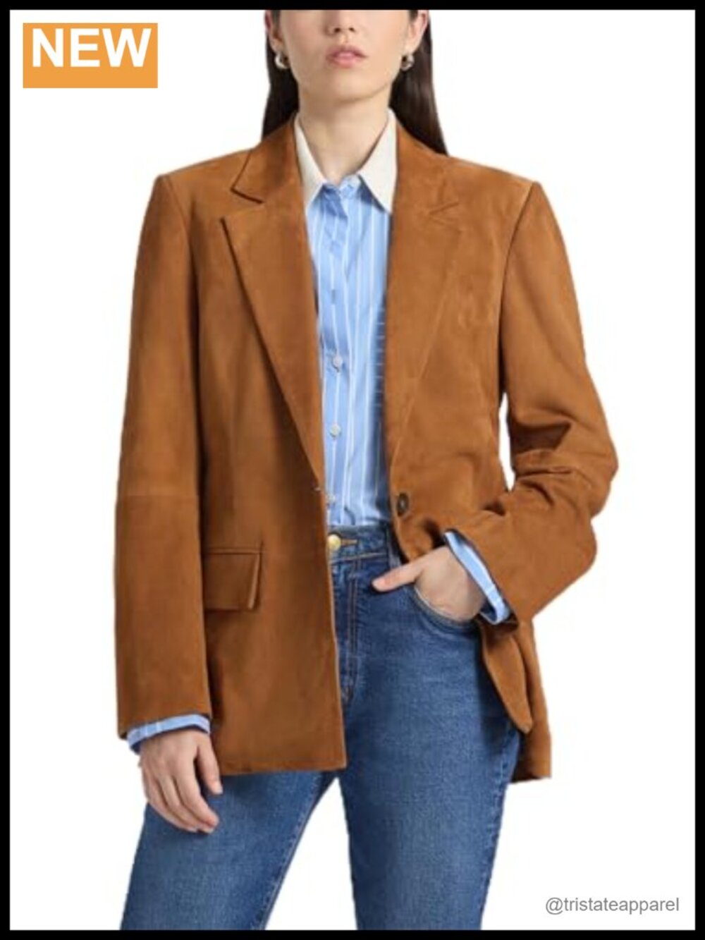 Supple Suede Blazer with Notch Collar